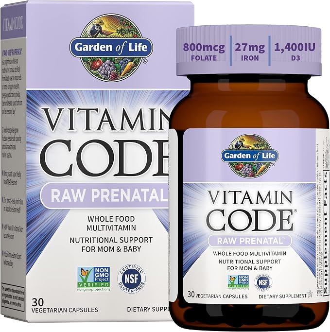 Garden of Life Vitamin Code Raw Prenatal Multivitamin for Women with Iron, Folate, Probiotics and Whole Food Nutrients - Immune and Cellular Energy Support, Non-GMO, Gluten-Free, Kosher, 10 Day Supply