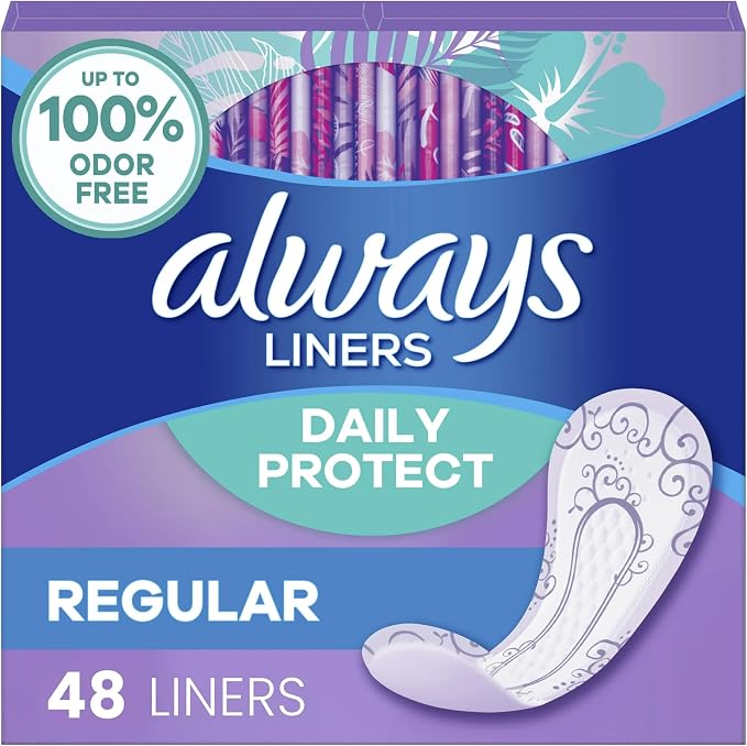 Always Radiant Pantiliners, Regular, Unscented, 48 Liners (Pack of 2)