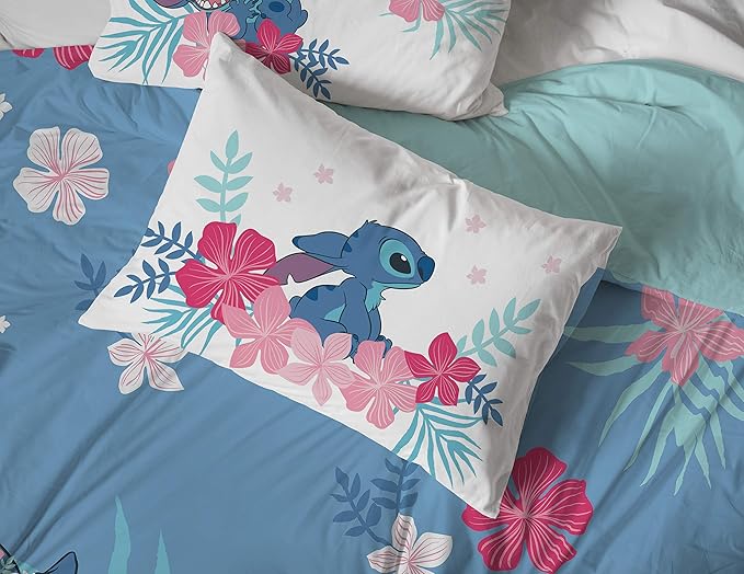 Jay Franco Disney Lilo & Stitch Paradise Dream 7 Piece Full Bed Set - Includes Reversible Comforter & Sheet Set Bedding - Super Soft Fade Resistant Microfiber (Official Disney Product)