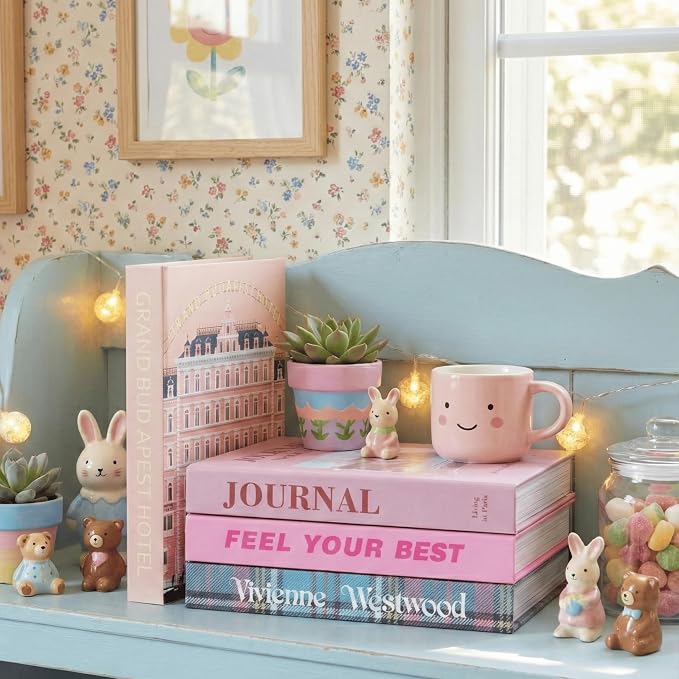 4 Pcs Decorative Books | Faux Velvet Coffee Table & Shelf Decor | Rich Moody Look for Living Room, Office and Entryway - Not Real, Tool-Free 2-Min Setup