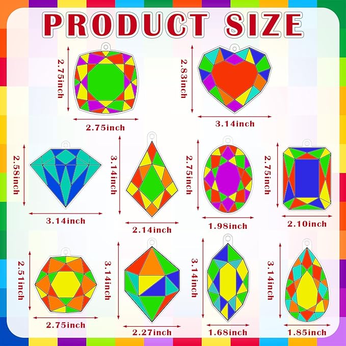 30 Sets Jewel Suncatchers Window Art Kits, DIY Sun Catchers Bulk Crafts Paint Your Own Window Jewel Gemstone Diamond Ornaments for Boys Girls Classroom Home Party Birthday Activity Decor