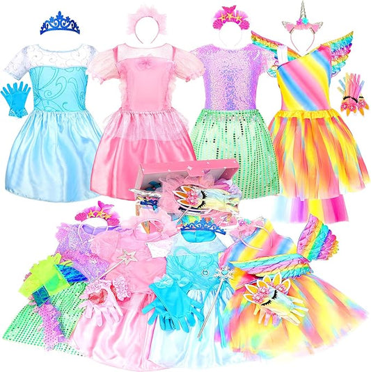 Princess Dress Up Clothes for Little Girl Role Play Costume Gift Set Princess Dress Up Toys for Toddler Girls