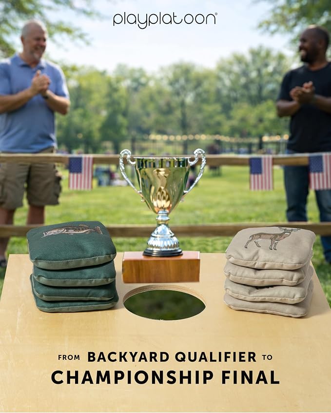 Play Platoon Pro Cornhole Bags Set of 8 - Professional Dual Sided Slick and Sticky Side Competition Corn Hole Bags - Tournament Series