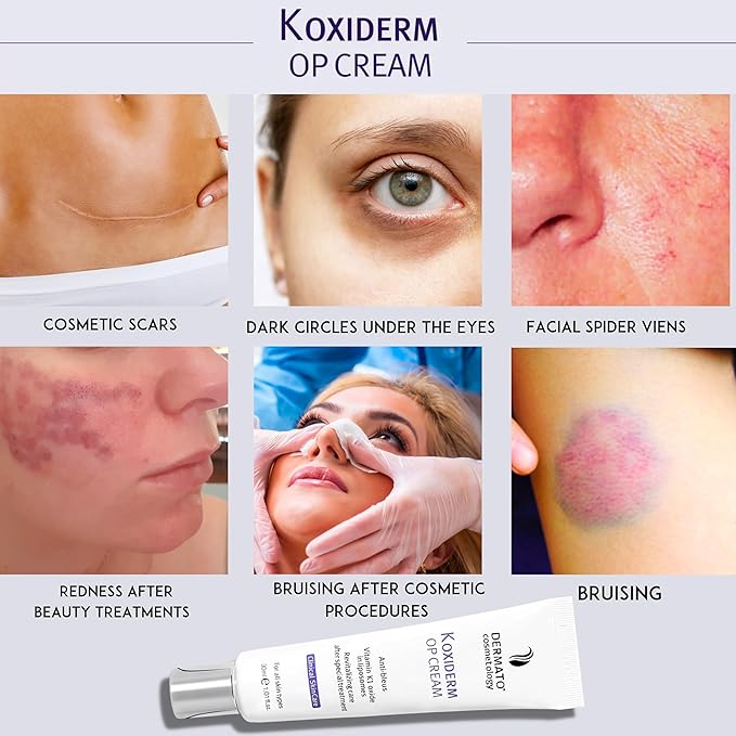 Vitamin K1 Oxiderm Cream Minimizing Appearance of Old and New Scars, Dark Eye Circles, Bruises, Varicose Veins, Redness Relieve 1.01Oz