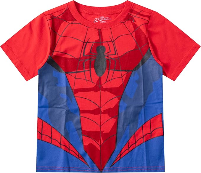 Marvel Avengers Spider-Man Boys’ T-Shirt and Short Set for Toddler and Little Kids – Blue/Red