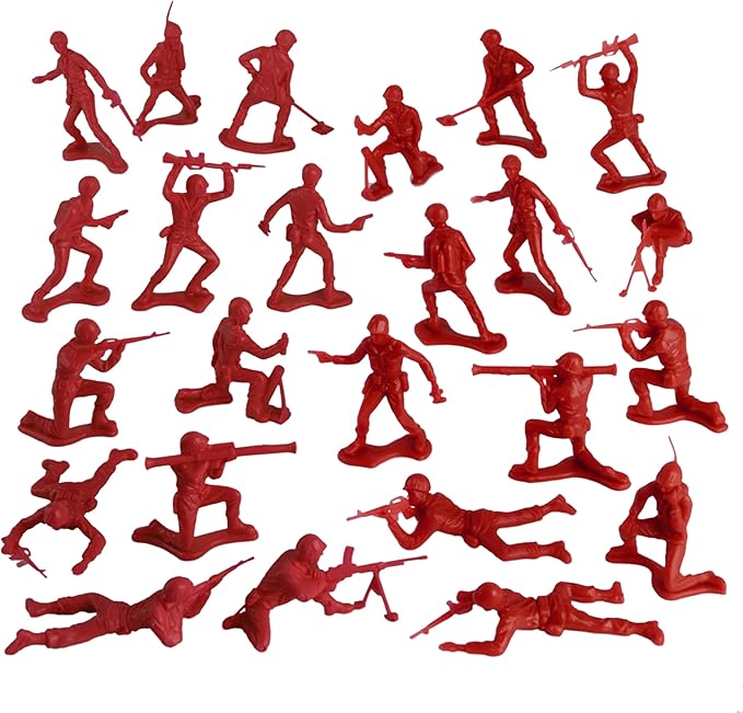TimMee Plastic Army Men - Red 48pc Toy Soldier Figures - Made in USA