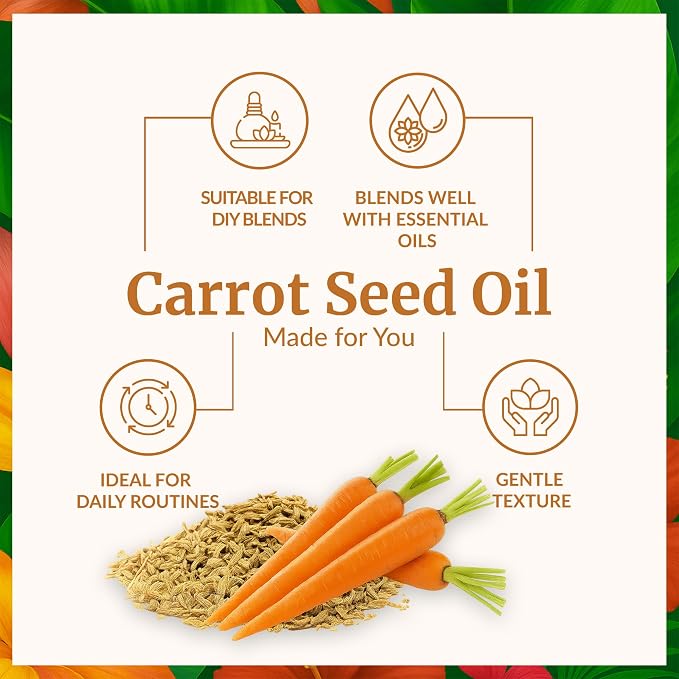 SVA Carrot Seed Oil - 4 Fl Oz - for Face, Skin Care, Hair Care, Scalp Massage & Body Massage – Carrier Oil with Dropper
