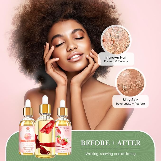 BASSI Yoni Oil for Women 3 Packs Feminine Oil (Rose&Strawberry&Peach)