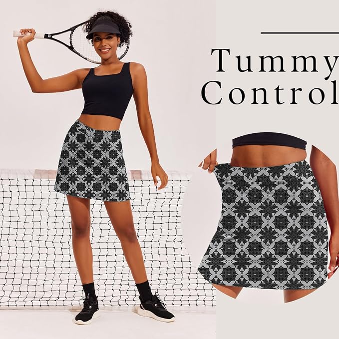 Ekouaer 16" Skorts for Women with Pockets Golf Pickleball Tennis Skirt | Silicone Grippers,2 Inner Pockets,Wide Waist,Side Slit Hem,Breathable,Soft,Lightweight