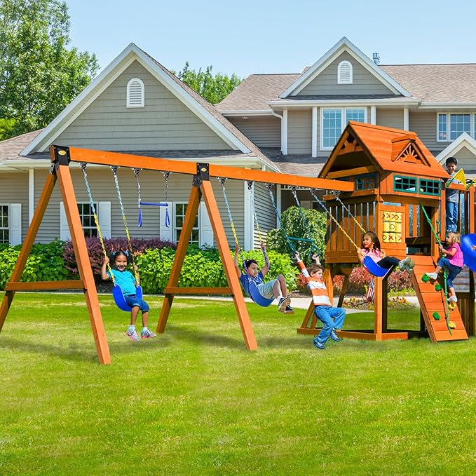 BETOOLL Swing Sets Brackets - 2 A-Frame Swing Set Brackets and 1 Middle Swing Bracket with All Mounting Heavy Duty Hardware Included - Swing Set Kit for Porch, Yard, Playground - Black