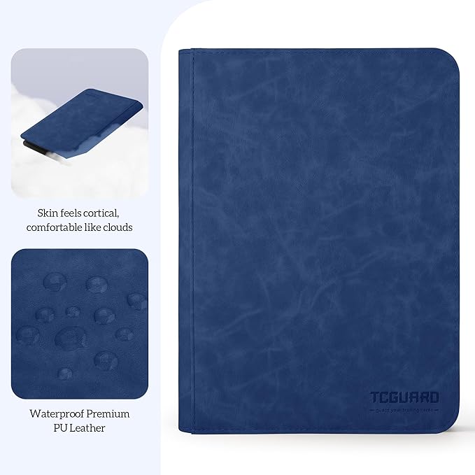 Trading Card Binder, 9 Side Loading Pocket Card Album Hold Up to 540 Cards, Zipper Binder for Cards Collection, TCG Card Holder for Game Card, Sports Card, Yugioh, MTG etc. (Navy Blue 9)