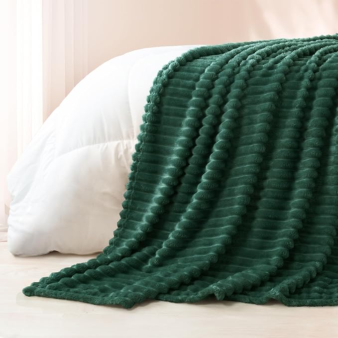 Exclusivo Mezcla Striped King Size Fleece Blanket for Bed, Couch, 90"x104" | Soft Breathable Cozy Bed Blankets, Lightweight Plush Fluffy Fuzzy Jacquard Decorative Blankets