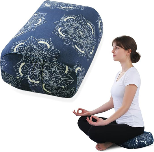 MABOZOO Yoga Bolster Pillow, Rectangular Yoga Bolster for Restorative & Meditation, Professional Meditation Cushion with Carry Handle
