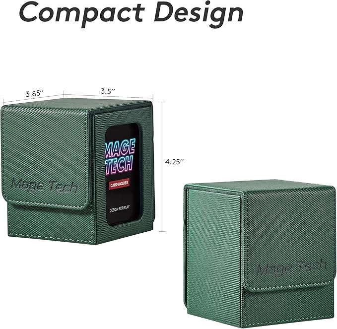 Commander Deck Box Lite - Card Display with Mini Snap Card Holder & Removable Cover, Fits 100+ Single-Sleeved Cards, Ideal for MTG, PTCG, OPCG, SWU & More (Green)