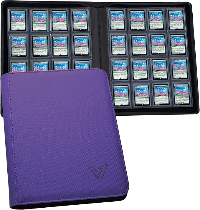 Toploaders Binder,Holds 640 Top Loaders,16 Pocket Top Loader Binder for 3" x 4"Rigid Cards,Double Sided Card Binder Abulm in 3"x4"Toploaders for Trading Cards (TOP 640 Dark Purple)
