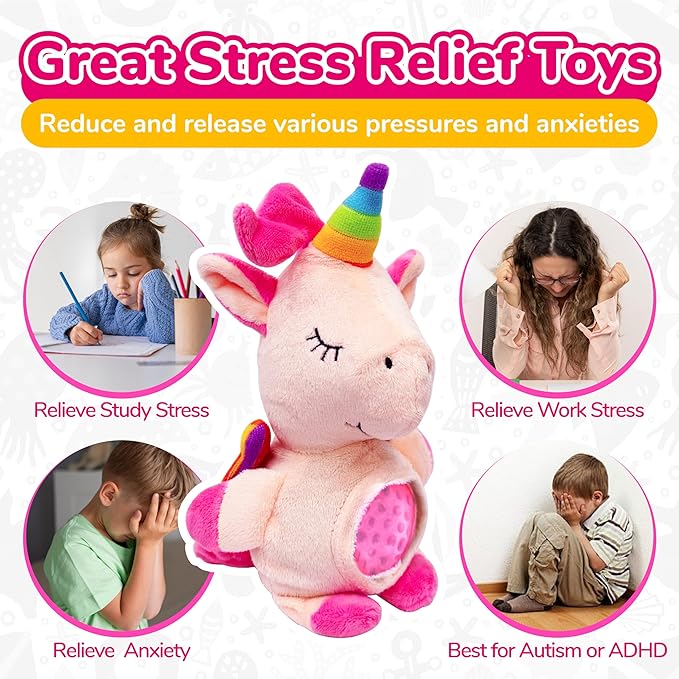 Unicorn Stuffed Animal, Stuffed Animals, Unicorn Toys for Girls Age 4-6, Plush Toys with Squishy Ball in Her Tummy, Christmas Birthday Gifts for Baby, Toddler, Kids