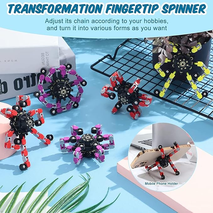 24 PcsTransformable Fidget Spinners for Kids and Adults Stress Relief Sensory Toys for Boys and Girls Fingertip Gyros for Party Favors Easter Gifts for Kids, Classroom Prize Stocking Stuffers