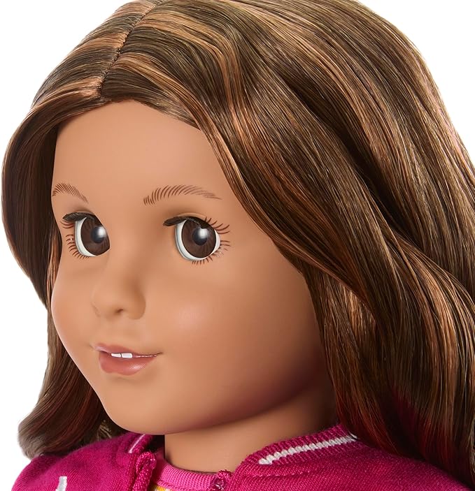 American Girl, Truly Me 18-inch Doll #117 with Brown Eyes, Wavy Dark-Brown Hair with Highlights, Tan Skin, for Ages 6+