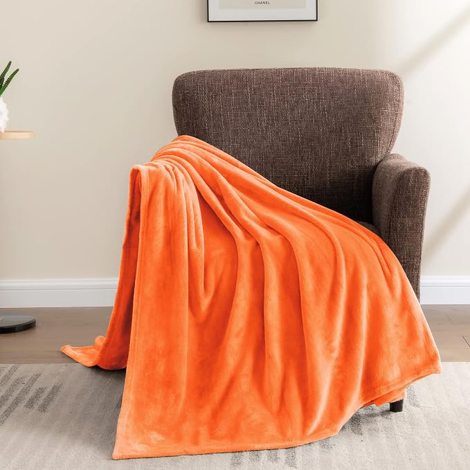BEDELITE Orange Throw Blanket for Couch & Bed, Luxury Plush Cozy Fleece Blanket 50" x 60", Soft Lightweight Fall Throw Blanket for Home Furnishing | Ultra Soft Fleece, Plush Microfiber, Lightweight Warmth, Fall Decor, Fade Resistant, Machine Washable, ...