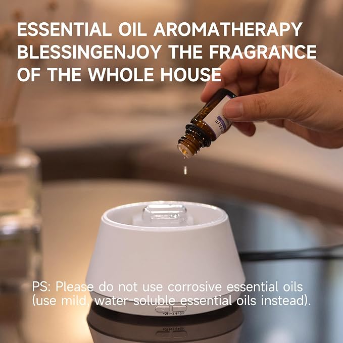 TMEHM Essential Oil Diffuser, 7 Colors Candle Flame Air Diffuser Humidifier, Ultrasonic Aromatherapy Humidifier with Timer for Home, Bedroom, Office, Yoga (White, M)