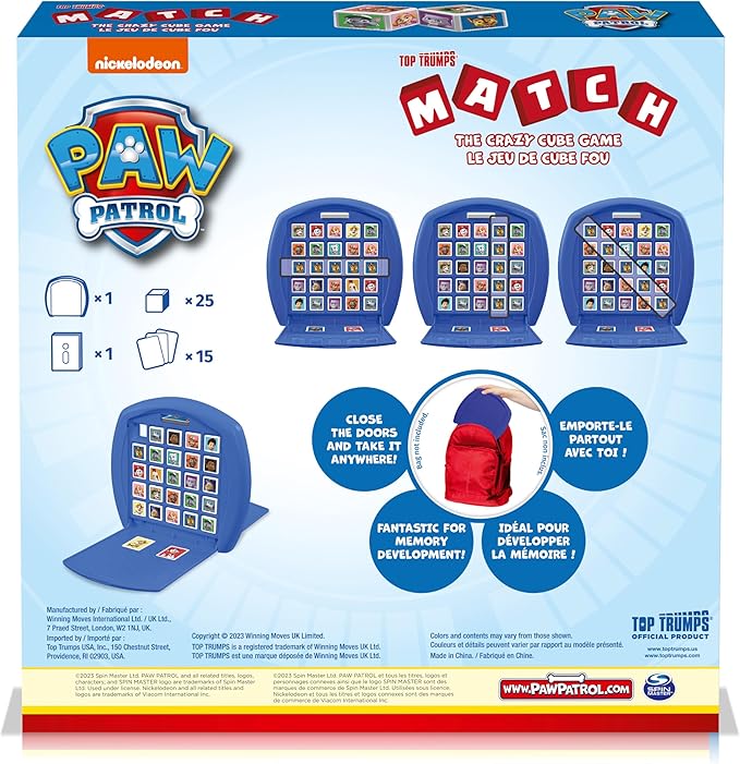 Top Trumps Match Game Paw Patrol - Family Board Games for Kids and Adults - Matching Game and Memory Game - Fun Two Player Kids Games - Memories and Learning, Board Games for Kids 4 and up