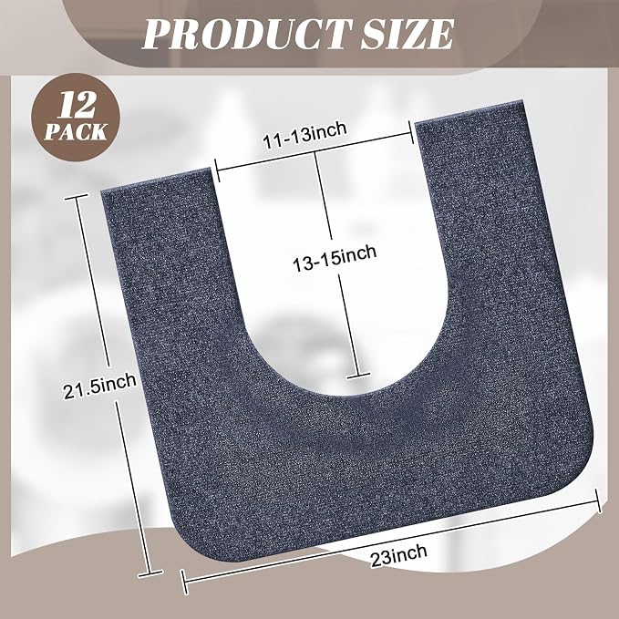 Drydiet 12 Pack Toilet Mat Round Commode Potty Training Urinal Mats Rubber Toilet Training Rug Pads Absorbent Rugs U Shaped Urinal Floor Mats for Bathroom Restroom, Gray (Classic Style)
