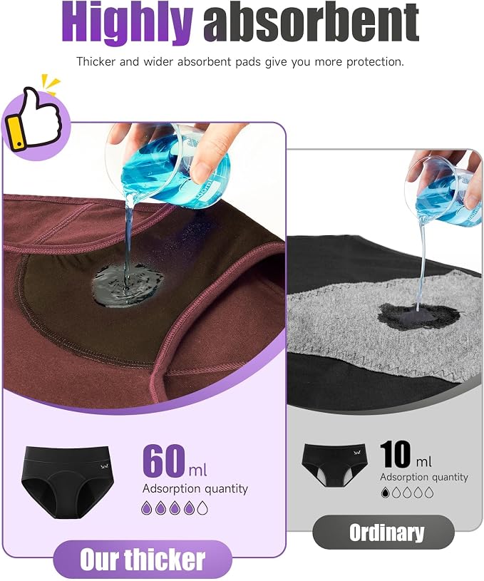 TANSTC Period Underwear for Women Heavy Flow | Leakproof Menstrual Panties Postpartum, Cotton Soft Breathable Briefs 3 Pack