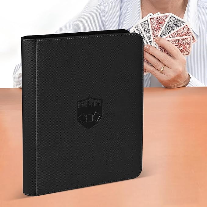 Trading Card Binder 12 Pocket, GERMUN PU Cover Card Binder for 720 Cards, Premium Trading Card Holder Folders, Double Sided Pocket Card Album for MTG, TCG (Black)