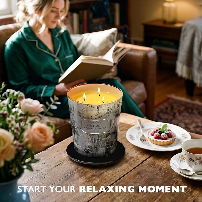 HomeLights Scented Candles for Women & Men, 34oz Candle Jars Aromatherapy 3-Wick Candle, Ideal for Industrial Chic Home Decor and Gifts, Cashmere Warm Vanilla