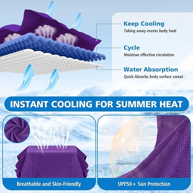 24 Pack Cooling Towels Bulk for Neck and Face 40"x12" Ice Cooling Sweat Rags Microfiber Soft Breathable Soft Chilly Towel for Yoga Golf Sport Running