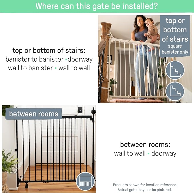 Ingenuity Stairway+ 46W Series Safety Pet and Baby Gate, 31"-48" Wide, 32.5" Tall, Pressure or Hardware Mounted, Install Wall to Wall or Bannister to Bannister to Bannister in Doorway or Stairway