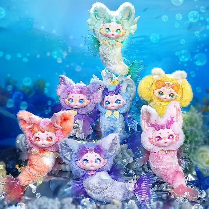 CALEMBOU Plush Doll, Dumia Deep Sea Series Stuffed Blind Box, Kawaii 1 of 6 Possible Mystery Collectible Toys Cute Mermaid Soft Animals Charm Birthday Gifts