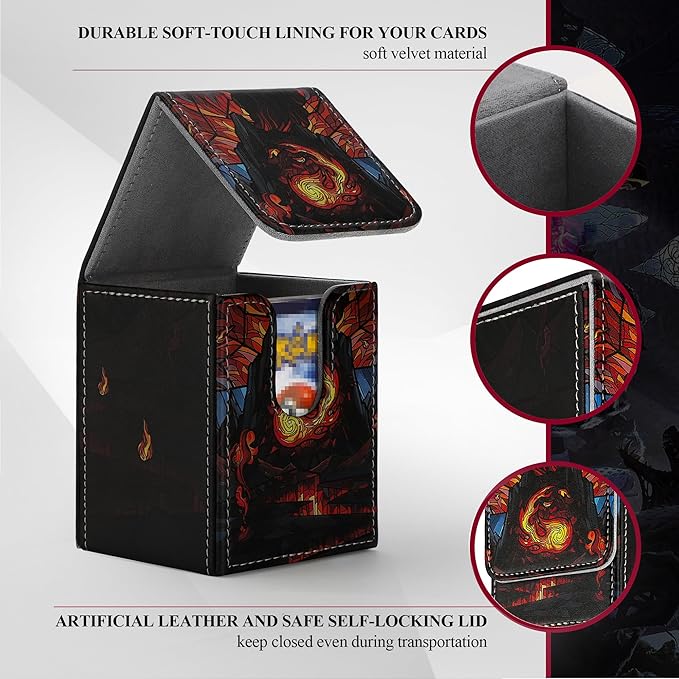 Card Deck Box for MTG Card Storage Box Holds 100 Plus Single Sleeved Cards with Trading Cards Games TCG Yugioh etc.(Scarlet Red)