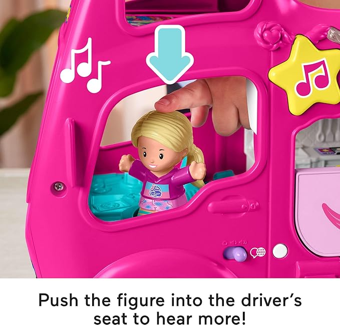 Fisher-Price Little People Toddler Toy Barbie Little Dreamcamper RV Playset with Music Lights & 2 Figures for Ages 18+ Months, Multilanguage Version