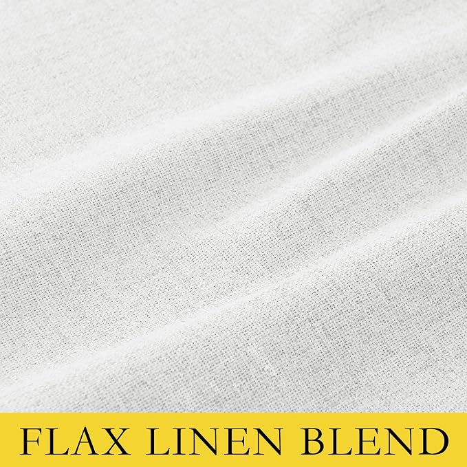 NICETOWN 100% Absolutely Blackout Linen Curtains with Thermal Insulated Liner, Greyish White, 52" Wide, 95" Length Energy Saving Curtains for Living Room 2 Panels Set, Vertical Blinds