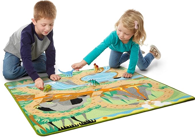Melissa & Doug Prehistoric Playground Dinosaur Activity Rug (39 x 36 inches) - 4 Toy Animals