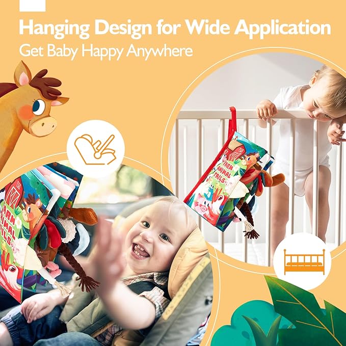 hahaland Baby Books 0-6 Months,Infant Tummy Time Toy Sensory Toys 6 to 12 Months Touch Feel Book Gifts for Boy Girl 0-3 Month Baby Shower Valentine Birthday Easter Basket Stuffers (Single)