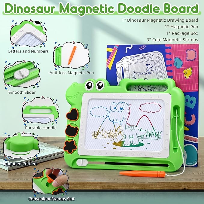 AiTuiTui Magnetic Drawing Board Toddler Toys Gift for 2 3 Year Old Girls Boys, Sketch Writing Doodle Pad Toddlers Age 2-4 Travel Games, Educational Learning Kids Toys for Birthday (Green)