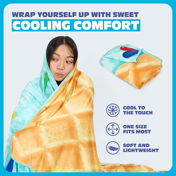 Cozy Concepts Co. Ice Cream Cooling Blanket, Super Soft Plush Throw for Teens and Kids, A Cozy Dorm Room Essential, Fun Back to School Stuff & Perfect Comfort Gift for Students