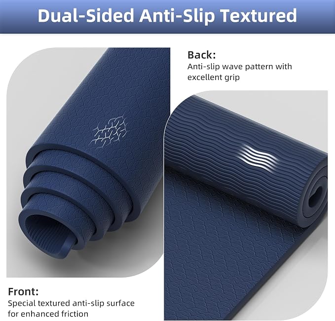 HAHE Extra Wide Yoga Mat, 75"x 32" POE Non Slip Exercise & Fitness Mat for Home Workout, 8mm Thick Large Yoga Mat for Men & Women, Deer Print Pilates Mats with Carry Strap