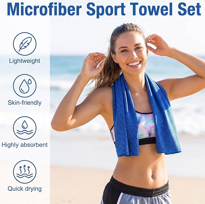 6 Packs Cooling Towels for Neck and Face(40"x 12"), Cool Sweat Towels for Hot Weather, Cooling Rag, Lightweight Soft Breathable Towels for Yoga, Sport, Workout