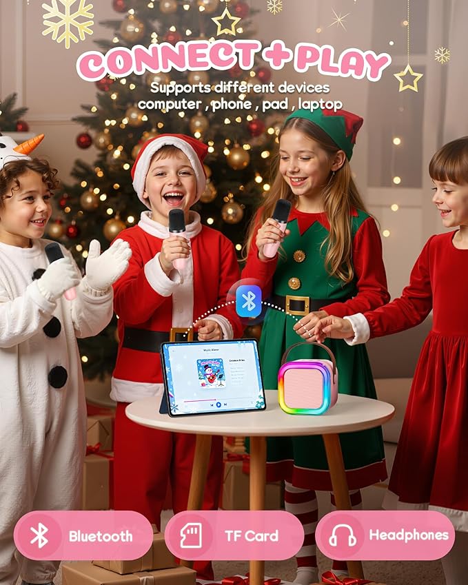 Karaoke Machine for Kids, 2026 TOP Toys Birthday Gifts Ideas for Girls Ages 4, 5, 6, 7, 8, 9, 10, 12+ Years Old, Portable Mini MP3 Player with 2 Wireless Mics for Party