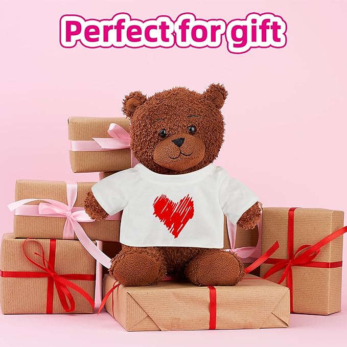 10 Pcs Stuffed Bear Tee Shirt Animal Clothes Basic Sublimation Blank T Shirt Classic Plush T Shirt Easy to Wear Fit 14-18 Inches Dolls (White)