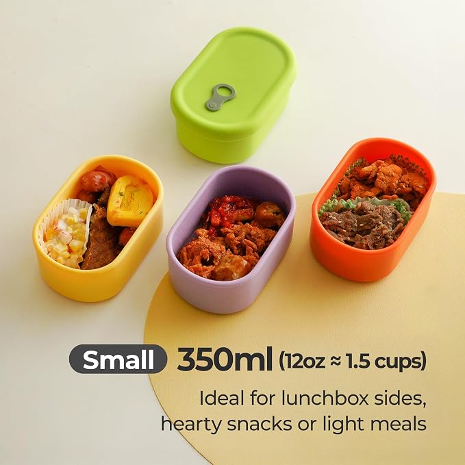 Korean Silicone Food Container, Steam Vent, Mango Yellow, 12 fl oz | Microwave & Freezer Safe, Leakproof, Airtight, Dishwasher Safe, BPA Free