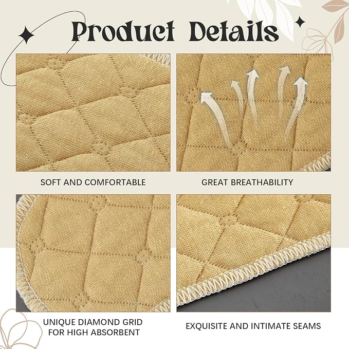 Toulite 10 Pcs Reusable Bra Liners for Sweat, 3 Layer Bra Sweat Pads, Soft Cotton Outer Layer with Polyester Fiber Core