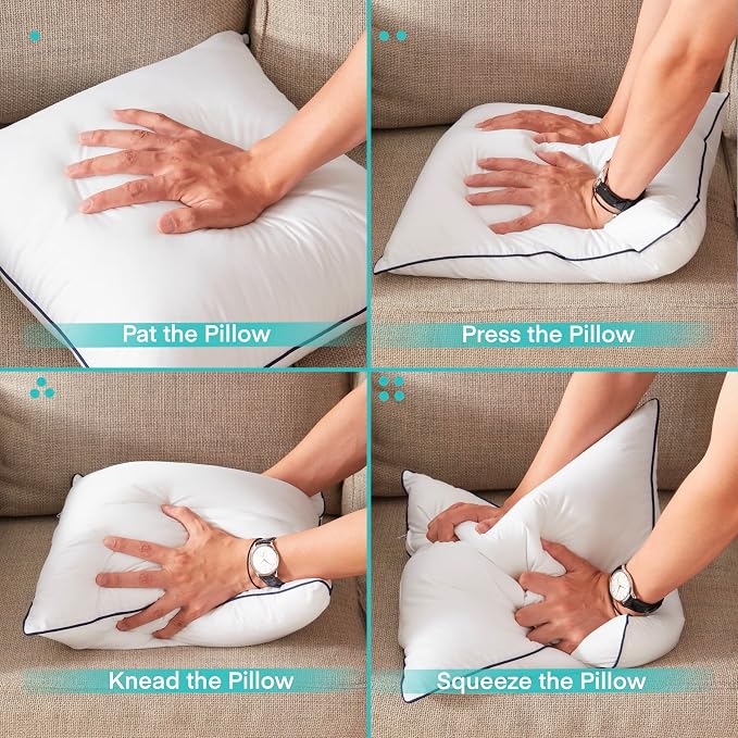 22x22 Inch Pillow Inserts Set of 2-100% Cotton Cover, Square Decorative Throw Pillows for Couch, Sofa, Chair, or Bed (2 Pack, 22x22 Inch) | 100% Premium Polyester Fill, Fluffy & Soft with Comfy Support - White Decorative Cushion Inserts for Couch, Sofa...