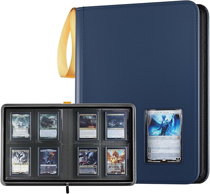 ProCase 4 Pocket Top Loader Binder, Holding 144 Cards in 3"x4" Toploaders, Side Loading Small Book Folder with Clear Window for Pokemon, Trading, Sports Cards Collection TCG, MTG -Navy