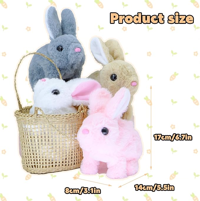 Bunby - Realistic Walking & Talking Bunny Toy, Interactive Plush with Hopping, Ear Twitching & Sounds | Lifelike Easter Gift for Kids, Handmade Stuffed Animal