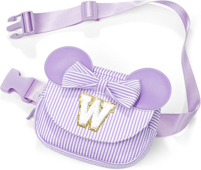 Initial Belt Bag, Small Crossbody Bags for Girls, Gifts for Teen Girls Kids, Girl Friend Bridesmaid Birthday Gift for Kids Daughter Sister Teen Girl Gifts Trendy Stuff Fanny Pack Purple W
