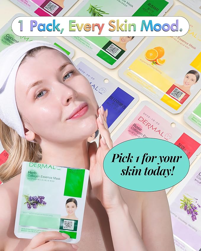 DERMAL 32 Combo Pack Made in Korea Facial Mask – 20+ Years of K-Beauty Experience, Premium Quality Korean Sheet Masks for Daily Skincare Routine